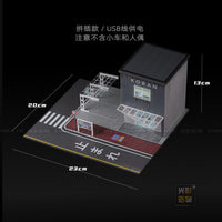 Guangying Zaowu 1/64 Police Station Light Scene Parking Space Building Model Miniature Scene