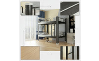 Metal Bunk Bed Space-Saving Bunk Bed with Guardrails Two-Level Furniture for Students, Roommates, Dorm Room, Shared Apartment, Employee Quarters
