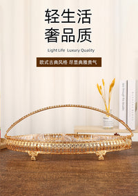 Luxury Boat-Shaped Glass Fruit Basket with Dividers