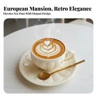 Elegant Design Pedestal Teacup Set Safe Material Cup Saucer Spoon Set Microwave Safe for Tea Lovers, Home Decorators, Cafe, Kitchen