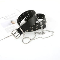 Punk Style Belt with Chain Decoration for Jeans, Faux Leather, Pin Buckle