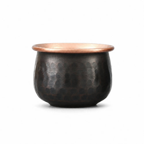 Copper Cup with Hammered Exterior Vintage Copper Tea Cup Low-Profile Drinkware for Collectors