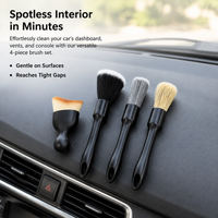 Car Detailing Kit Bagged Cleaning Brush Set Synthetic Bristles Wheels Interior