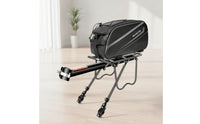 Aluminum Alloy Rear Bike Rack with Bag Round Bike Cargo Rack with Bag Sturdy Rear Cargo Carrier Heavy Duty for Commuting