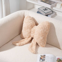 Long Bow Pillow Soft Shaggy Fluffy Pillow Decorative for Sofa, Bedroom