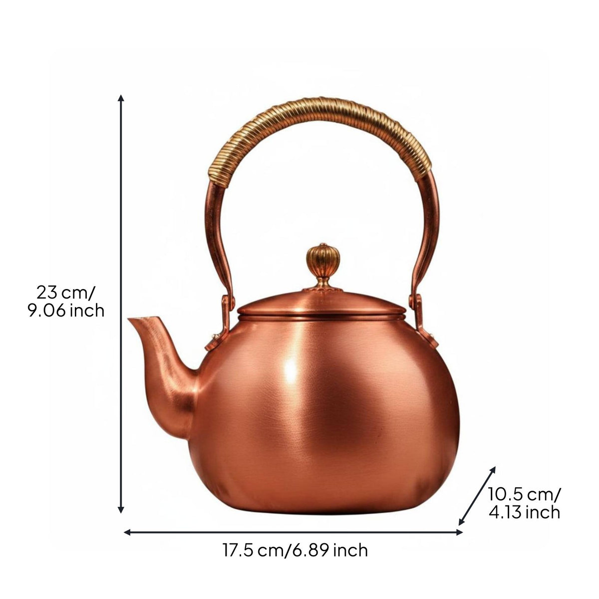 Handmade Red Copper Kettle Vintage Design Kitchenware