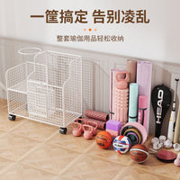 Yoga Mat Storage Basket with Wheels for Fitness Equipment