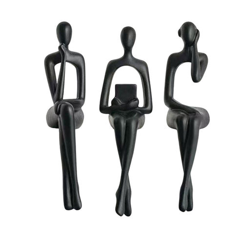 3 Pieces Abstract Human Figurine Modern Statue with Set of 3 Elegant for Office