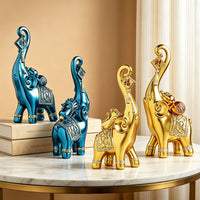 Luxury Wealth Elephant Figurine for Living Room Entryway TV Cabinet Home Decor Gift