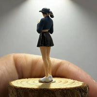 1/64 scale Miniature short skirt Woman Figurine Collectible Painted Resin Figurine Bright Color Miniature Figure Statue for Shelf, Dollhouse