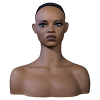 PVC Mannequin Bust Mesh Cap Hairpiece Mannequin Head Shoulder-Length