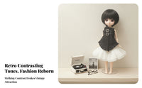 Layered Black Strapless Doll Outfit Buckle Detail Two-Piece Doll Set Soft Cloth Toy Clothing Stylish