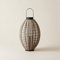 Woven Floor Lantern Decorative Standing Lantern with Handle Accent Light Tall Lighting Soft for Entryway, Lounge