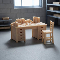 Rectangular Top Mini Desk and Chair Slatted Back Wood Desk Chair Set Plain Finish Home Furniture Storage Drawers