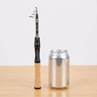 Carbon Fiber Telescopic Fishing Rod, 1.65m Lure Rod Fast Low Power for Saltwater Fishing, Matte Black Cork Silver Travel