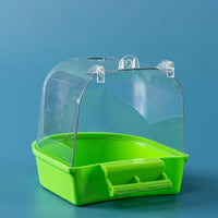 Bird Bath with Cover for Small Birds, Corner Parrot and Cockatiel Bath, Screw-On Budgie Bath for Cage, Canary Budgies Pet Bird