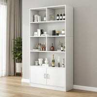 Floor Standing Beverage Cabinet Sturdy Display Shelf Storage Organizer Multi-tier Bookcase Engineered Wood Suitable for Collectors Adults Study Bedroom Living Room Home Decoration