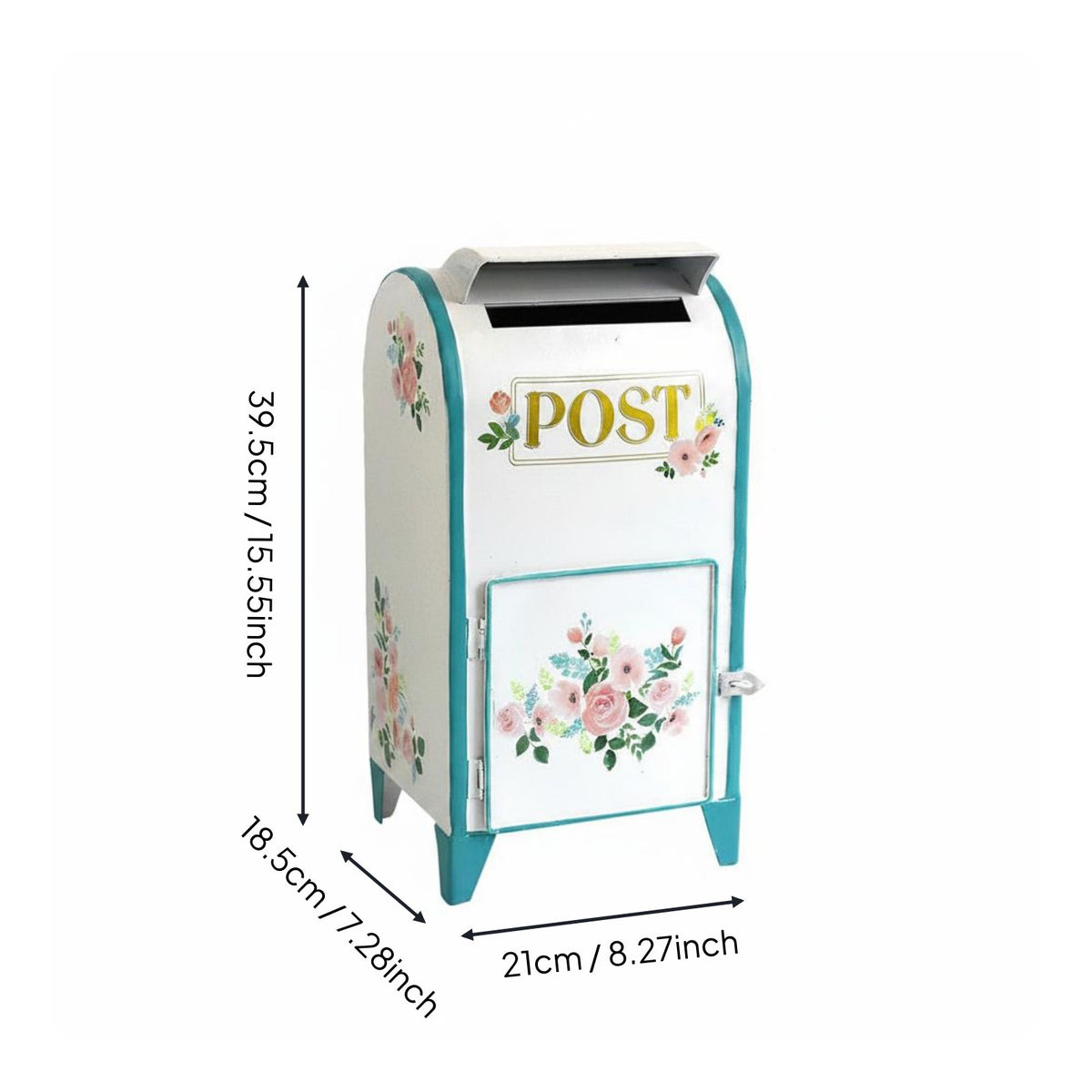 Tabletop Mailbox Decor Desktop Display Vintage Post Box Floral Design for Garden