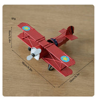 Vintage Biplane Figurine Star Symbol Tinplate Biplane Decor Retro Propeller Plane Model for Home Decoration