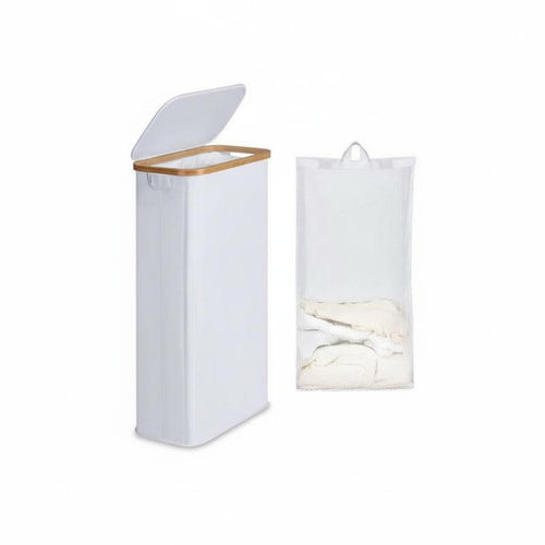 Slim Laundry Hamper with Lid Waterproof Oxford Cloth for Bedroom, Bathroom