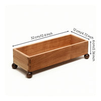 Wooden Tray with Feet Rectangular Wood Storage Tray Minimalist Tabletop Organizer for Entryway
