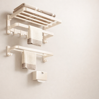 Wall Mounted Rack and Hanging for Bathroom Hardware, Multi-Functional Towel Storage for Washroom and Powder Room