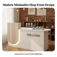 Modern Front Desk Large Storage Space Front Counter Easy to Clean Minimalist Reception Table for Salon Owners, Lobby, Company Entrance, SOHO