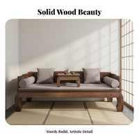 Chinese Arhat Bed Multi-Functional Solid Elm Wood Couch Mortise and Tenon Structure Traditional Meditative Design Daybed for Business Owners
