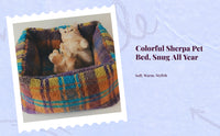 Lamb fleece cat bed, removable pad