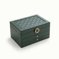 Hard-Sided Jewelry Box with Mirror Multi-Compartment Jewelry Box with Drawers Wear-Resistant Easy to Clean for Vanity, Travel