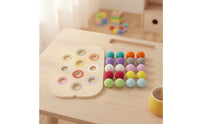 3 Pieces Educational Wooden Sensory Board Safe Sensory Board with Pom-Poms Tabletop Toy Fine Motor for Toddlers, Preschoolers, Kids, Playroom, Classroom, Homeschool