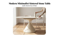 Sintered Stone Tabletop Convertible Pedestal Dining Set Converts from Oval to Round Kitchen Table and Chairs Extendable Design Home Furniture Space Saving for Apartment Dwellers, Families, Homeowners, Small Living Areas, Breakfast Nook