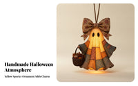Rustic Specter Ornament with Basket | Warm Yellow Illuminated Body, Hanging specter Ornament, for Front Door