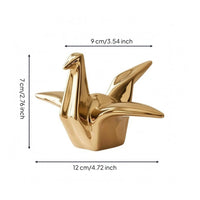 Ceramic Crane Figurine Decorative Geometric Bird Figurine Glossy Shiny Look