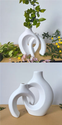 Metal Horn-Shaped Vase for Artificial Flowers