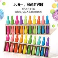 趣味保龄球对对碰锻炼孩子记忆力逻辑思维颜色分类早教木制益智玩