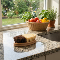 Vegetable Brush Fiber Cleaning Bamboo-Handled Brush Handle Compact for Kitchen