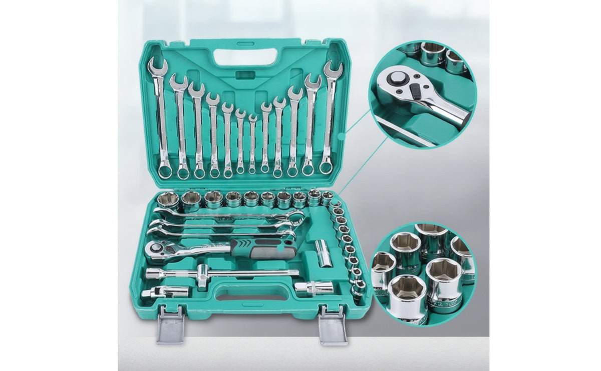 41 Pieces Car Repair Tool Kit with Case Automotive Mechanics Tool Set with Case Organized Socket and Wrench Set for Home Mechanics, Garage