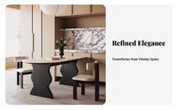 Sintered Stone Top Sculptural Base Dining Set sturdy Wood Construction Kitchen Table Group century modernera Modern aesthetic Home Furniture Easy to Clean for Homeowners, Families, Hosts, Restaurant