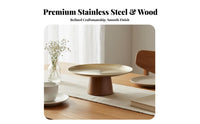 High Foot Fruit Plate Elevated Design Wooden Base Serving Tray Multi-Versatile Circular Dessert Stand for Afternoon Tea, Weddings, Home Decor