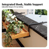 Hanging Railing Planter Box sturdy Wood Construction Adjustable Railing-Mounted Shelf Weatherproof Easy Installation for Patio