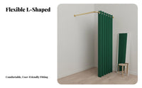 Space-Saving Design L-Shaped Changing Room Easy to Install Corner Fitting Room Sturdy Frame Retail Changing Booth Effortless Sliding Rings for Boutique Owners, Retailers, Customers, Shopping Mall, Temporary Shop, Office, Bedroom