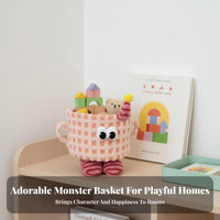 Monster Storage Basket Foldable Cartoon Character Basket Collapsible Design