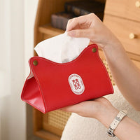 Red Leather Tissue Box with Double Happiness for Wedding Decoration