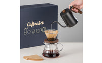 Pour over Kit with Kettle Manual Dripper with Wooden Hoop Gooseneck for Office