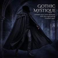 Fancy Dress Costume Hooded Cape, Gothic Fashion Hooded Cloak, Dress Costume Hall #variant:S