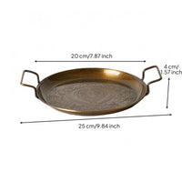Embossed Brass Tray Shallow Rim Home Decor Metal Construction