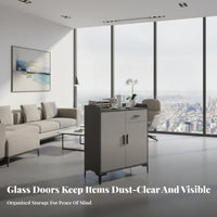 Multi-Functional Sideboard Cabinet Versatile Standing Tea Bar Cabinet Built-in Water Station Glass Door Sideboard for Office Workers, Homeowners