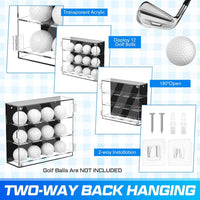 Acrylic Golf Ball Storage Box Wall-Mounted Display Case for 12 Balls