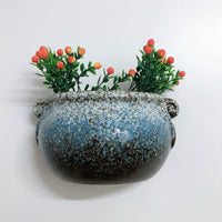 Hanging Basket for Garden Decor and Flower Pots, Pack of 2 Hanging Plant Wall Planter for Home Office, Living Wall Planter Outdoor, Ceramic Style